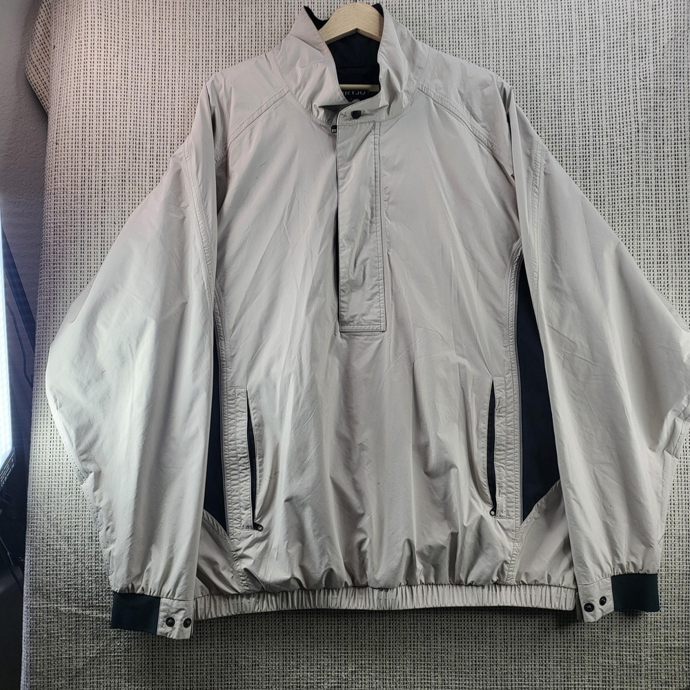 FootJoy DryJoys Jacket Mens XL Beige Golf Windbreaker Waterproof Half Zip